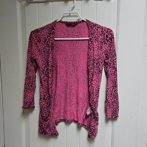 Candy Couture Pink Black Leopard Print Cardigan Kids Children 10/11